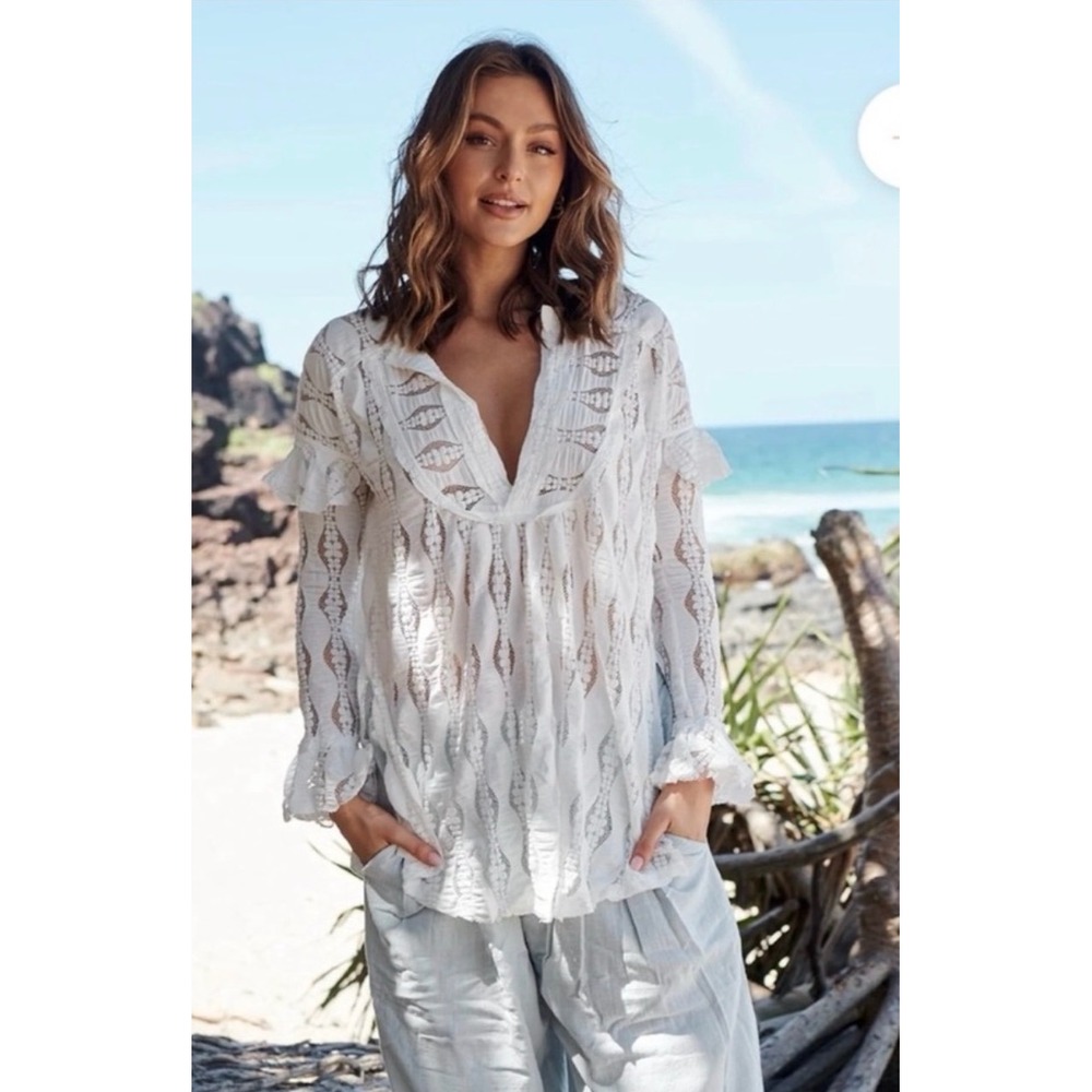 Free People Boho Candy Shop Crochet Lace Tunic Women's Size XS NWT